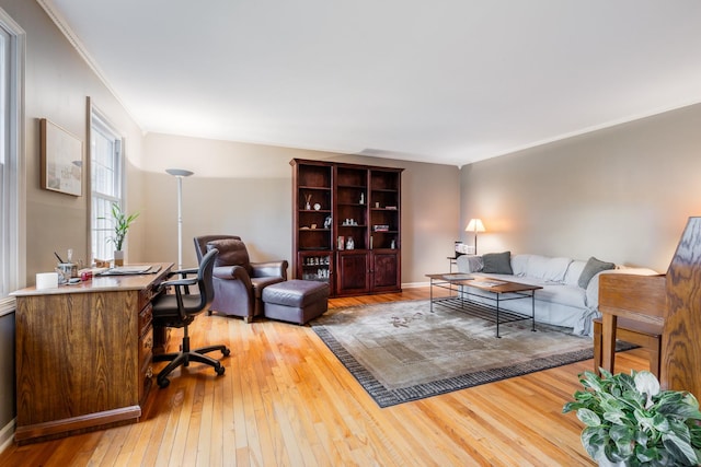 25W303 Gunston Ave, Naperville, IL 60540 - living area featuring wood-type flooring, an office area, and baseboards