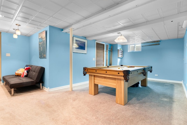 25W303 Gunston Ave, Naperville, IL 60540 - recreation room with carpet flooring, baseboards, and billiards