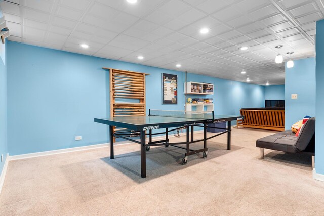 25W303 Gunston Ave, Naperville, IL 60540 - recreation room with carpet floors, baseboards, and recessed lighting