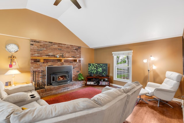 25W303 Gunston Ave, Naperville, IL 60540 - living area with lofted ceiling, a ceiling fan, and wood finished floors