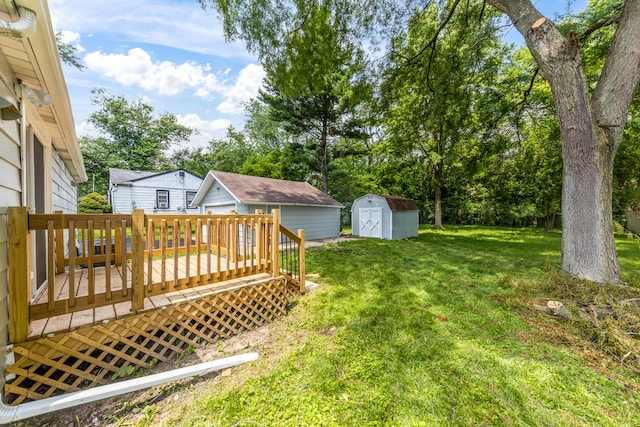 3708 W 162nd Pl, Markham, IL 60428 - view of grassy yard with a deck and a storage shed