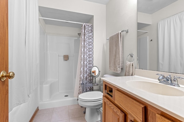 12169 Ayrshire Ln, Loves Park, IL 61111 - full bathroom featuring toilet, vanity, curtained shower, and tile patterned flooring