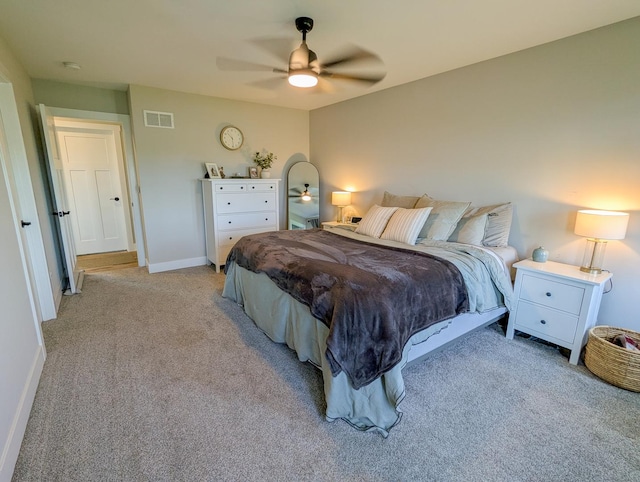 1785 Condor Dr, Manteno, IL 60950 - bedroom with light carpet, baseboards, and ceiling fan