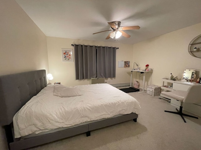 1188 Royal Glen Dr Unit 211, Glen Ellyn, IL 60137 - bedroom with carpet flooring, baseboard heating, and ceiling fan