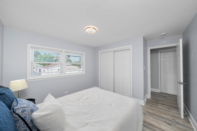 473 W Verret St, Elmhurst, IL 60126 - bedroom with light wood finished floors, baseboards, and a closet