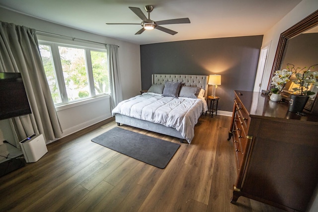 7902 160th St, Tinley Park, IL 60477 - bedroom with baseboards, dark wood finished floors, and a ceiling fan