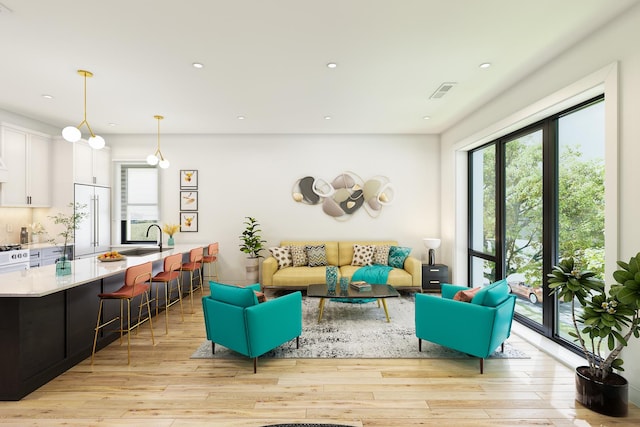 2636 W Evergreen Ave Unit 1, Chicago, IL 60622 - living room with recessed lighting and light wood finished floors