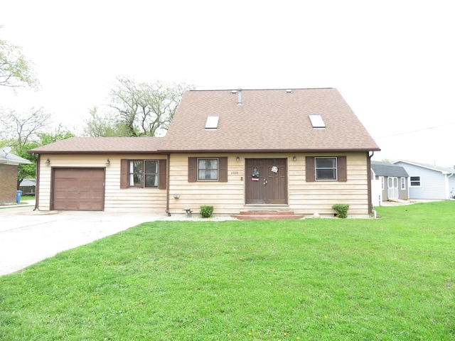 2020 Greengold St, Crest Hill, IL 60403 - view of front of house featuring concrete driveway, a garage, a front lawn, and a shingled roof