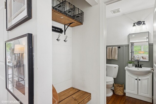 2834 Forestview Dr, Carpentersville, IL 60110 - mudroom with dark wood-style flooring and a sink