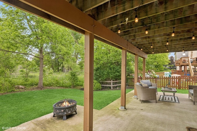 2834 Forestview Dr, Carpentersville, IL 60110 - view of patio / terrace with a fire pit