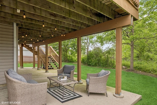 2834 Forestview Dr, Carpentersville, IL 60110 - view of patio with stairway and an outdoor living space
