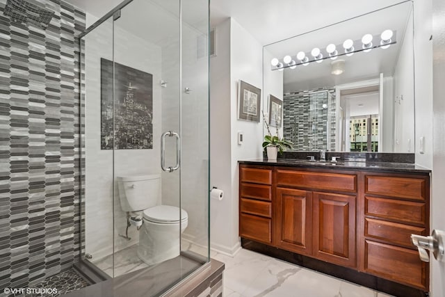 505 N Lake Shore Dr Unit 5201, Chicago, IL 60611 - full bath featuring marble look tile flooring, a shower stall, toilet, and vanity