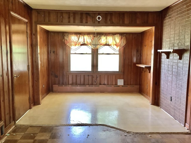404 W Francis Rd, New Lenox, IL 60451 - unfurnished dining area featuring a chandelier and wooden walls