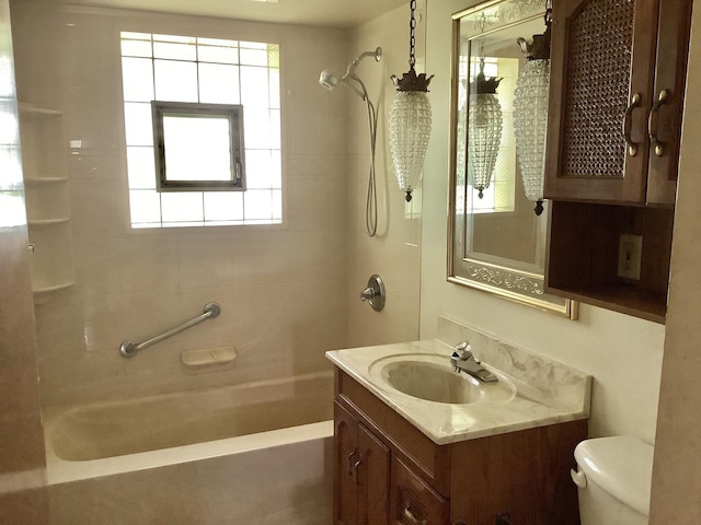 404 W Francis Rd, New Lenox, IL 60451 - full bathroom featuring vanity, shower / bath combination, toilet, and healthy amount of natural light