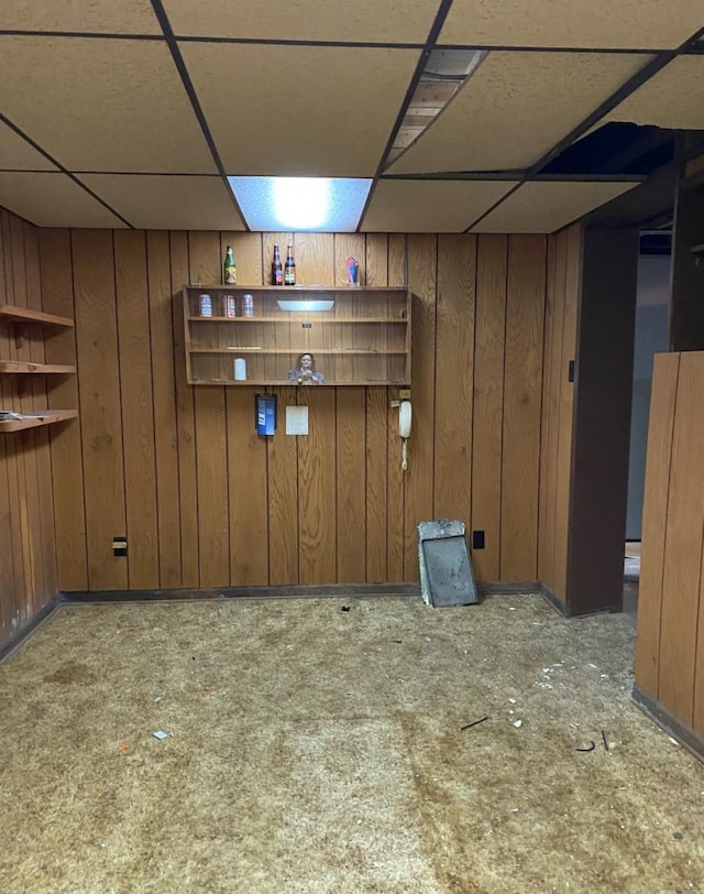404 W Francis Rd, New Lenox, IL 60451 - finished below grade area featuring a drop ceiling and wood walls