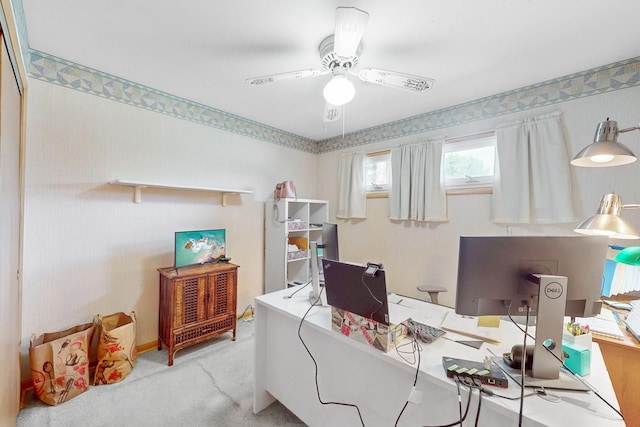 143 Scott Dr, East Dundee, IL 60118 - carpeted home office featuring ceiling fan