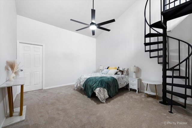 1520 Silver Maple Ct, Naperville, IL 60563 - bedroom featuring carpet floors, baseboards, and high vaulted ceiling