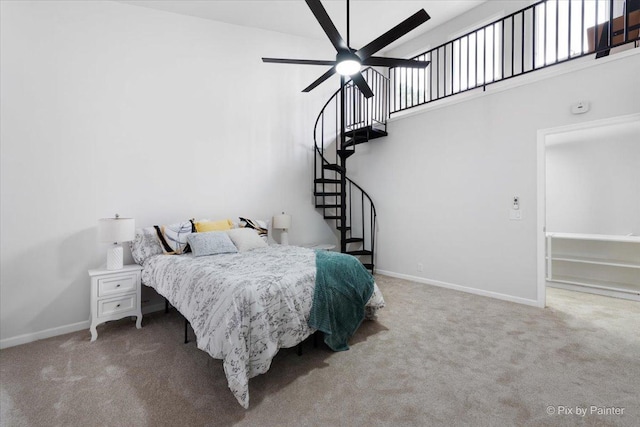 1520 Silver Maple Ct, Naperville, IL 60563 - bedroom featuring carpet, baseboards, a high ceiling, and ceiling fan