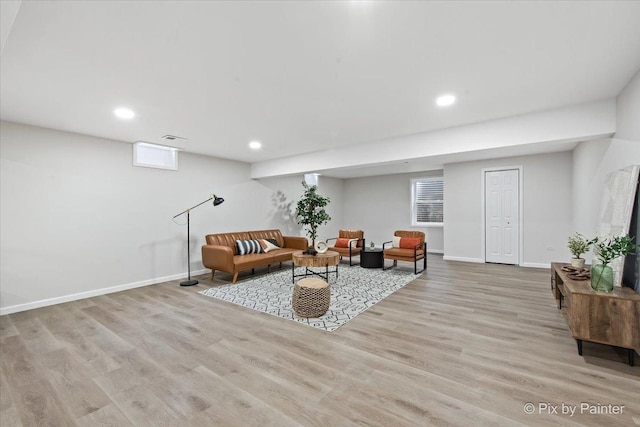 1520 Silver Maple Ct, Naperville, IL 60563 - living area featuring baseboards, wood finished floors, and recessed lighting