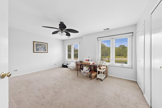 2625 Essington Rd Unit 2625, Joliet, IL 60435 - sitting room featuring carpet floors, baseboards, and a ceiling fan