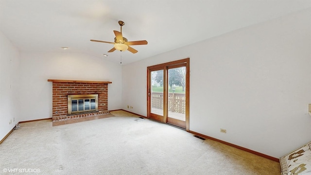 8401 Adbeth Ave, Woodridge, IL 60517 - unfurnished living room featuring baseboards, a ceiling fan, carpet, and lofted ceiling