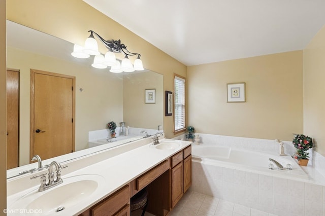 5 N Chestnut Ct, Hawthorn Woods, IL 60047 - bathroom featuring a bath, double vanity, and tile patterned floors