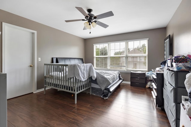 3092 Serenity Ln, Naperville, IL 60564 - bedroom featuring dark wood-type flooring, ceiling fan, and baseboards