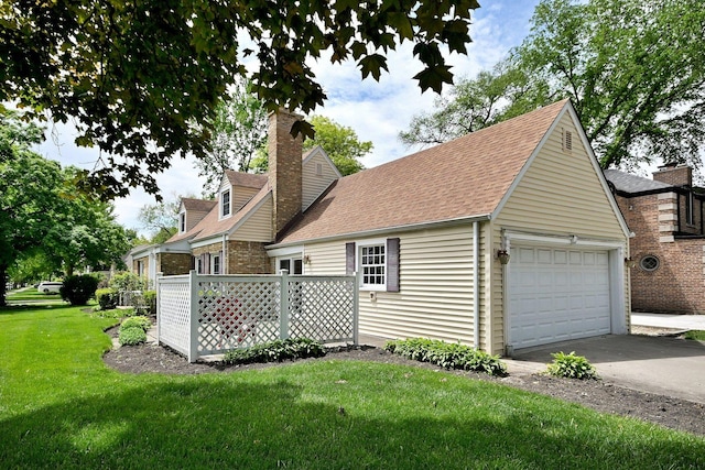 8 S Merrill, Park Ridge, IL 60068 - view of home's exterior with a garage, a lawn, concrete driveway, and roof with shingles
