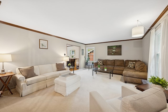 961 N Arrowhead Dr, Palatine, IL 60074 - living room featuring light carpet and crown molding