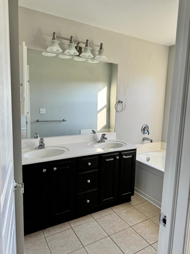 3292 Bromley Ln, Aurora, IL 60502 - bathroom featuring tile patterned flooring, double vanity, and a garden tub
