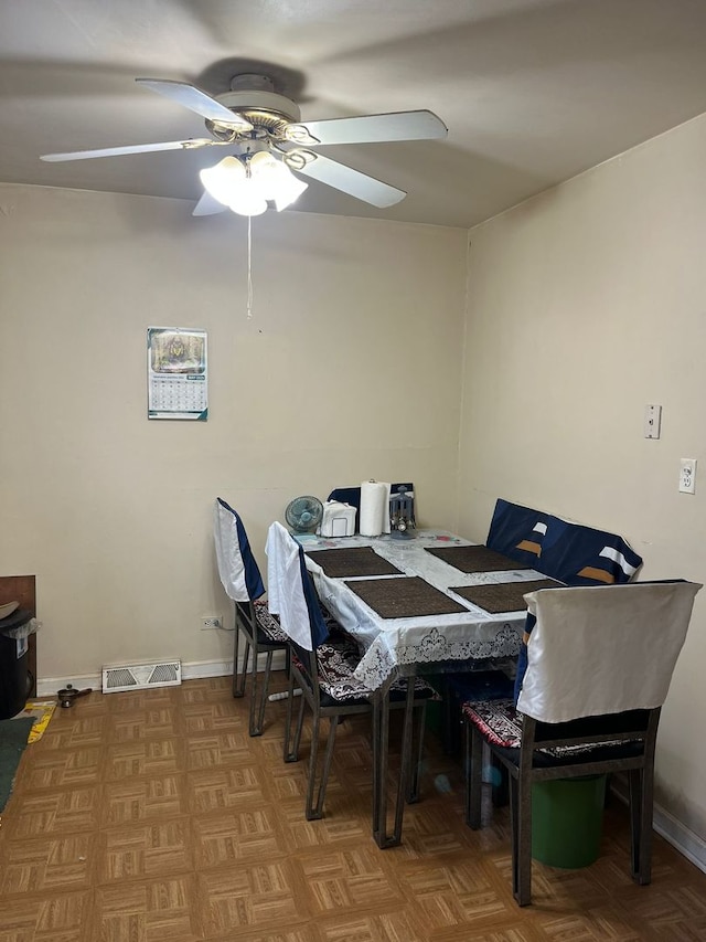 2039 Pine St Unit C, Des Plaines, IL 60018 - dining space featuring ceiling fan and baseboards