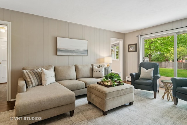 614 S Patton Ave, Arlington Heights, IL 60005 - living room featuring light wood finished floors and baseboard heating