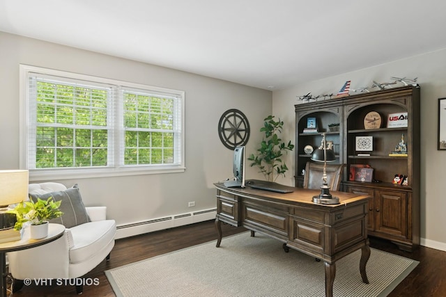 614 S Patton Ave, Arlington Heights, IL 60005 - office area with a baseboard heating unit and dark wood-style flooring