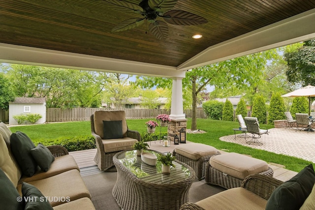 614 S Patton Ave, Arlington Heights, IL 60005 - view of patio / terrace featuring ceiling fan and an outdoor living space