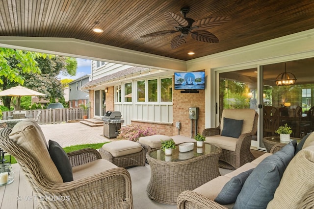 614 S Patton Ave, Arlington Heights, IL 60005 - view of patio / terrace with outdoor lounge area, grilling area, and a ceiling fan