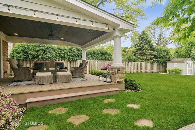 614 S Patton Ave, Arlington Heights, IL 60005 - wooden deck with ceiling fan and an outdoor hangout area
