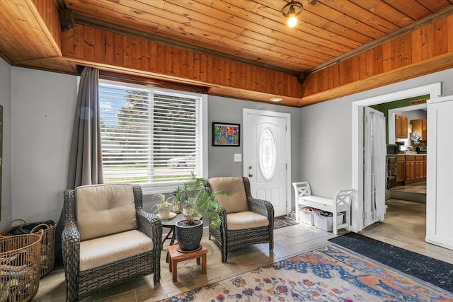 509 S Main St, Homer, IL 61849 - sitting room featuring wooden ceiling, plenty of natural light, and wood finished floors