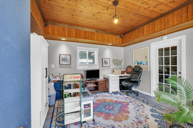 509 S Main St, Homer, IL 61849 - home office with wooden ceiling and ornamental molding