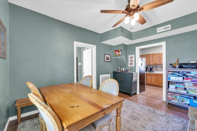509 S Main St, Homer, IL 61849 - dining space featuring ceiling fan and light wood-type flooring