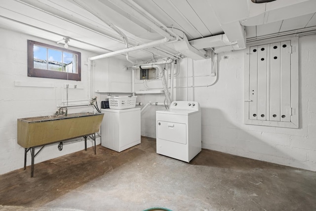 2109 Cummings Ln, Flossmoor, IL 60422 - washroom featuring washing machine and clothes dryer and concrete block wall