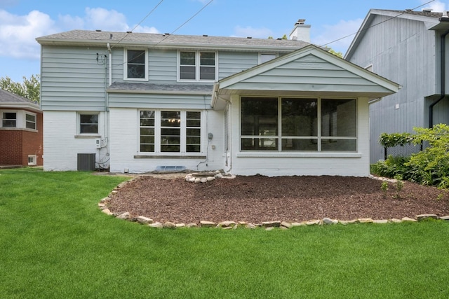2109 Cummings Ln, Flossmoor, IL 60422 - back of property with a yard, central AC, and brick siding