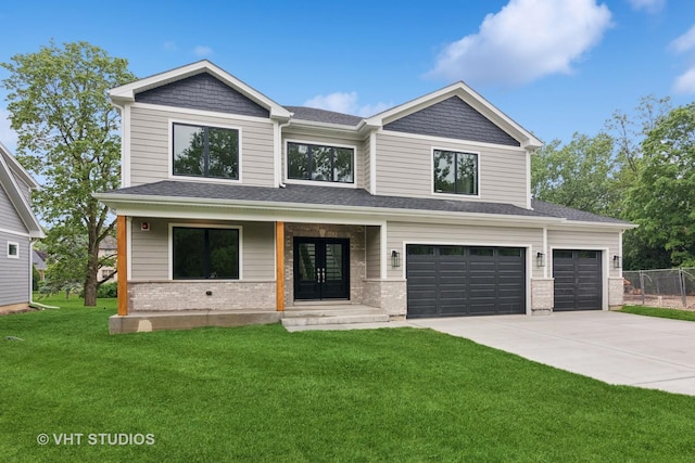 1527 N Louise Ln, Palatine, IL 60067 - view of front of property with driveway, brick siding, a garage, a porch, and a shingled roof