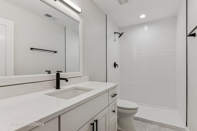 1527 N Louise Ln, Palatine, IL 60067 - full bathroom with vanity, tiled shower, and recessed lighting