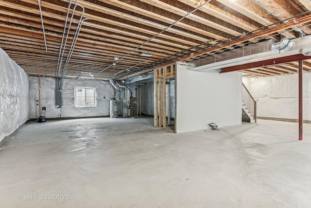 1527 N Louise Ln, Palatine, IL 60067 - basement with electric panel, stairway, and gas water heater