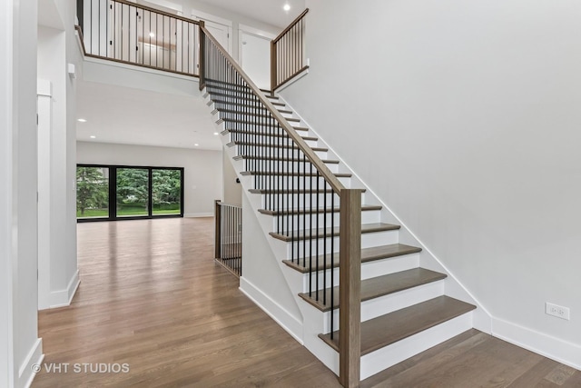 1527 N Louise Ln, Palatine, IL 60067 - stairway featuring wood finished floors, recessed lighting, and a towering ceiling