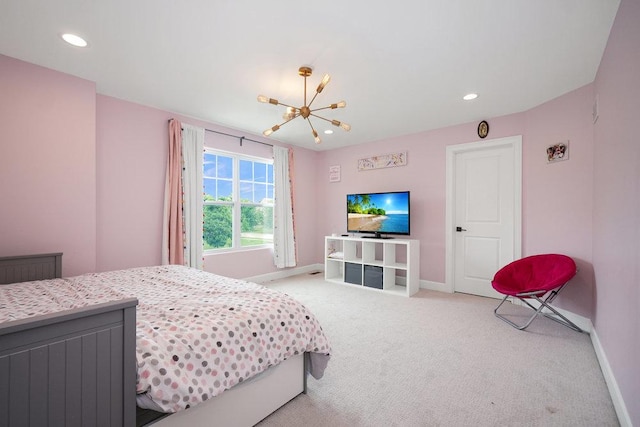 6704 Whisper Glen Dr, Plainfield, IL 60586 - bedroom featuring light carpet, a chandelier, and recessed lighting