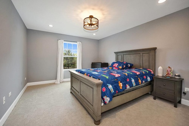6704 Whisper Glen Dr, Plainfield, IL 60586 - bedroom with light colored carpet, recessed lighting, and a chandelier