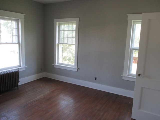 312 Union St, Joliet, IL 60433 - spare room with radiator, plenty of natural light, dark wood-type flooring, and baseboards