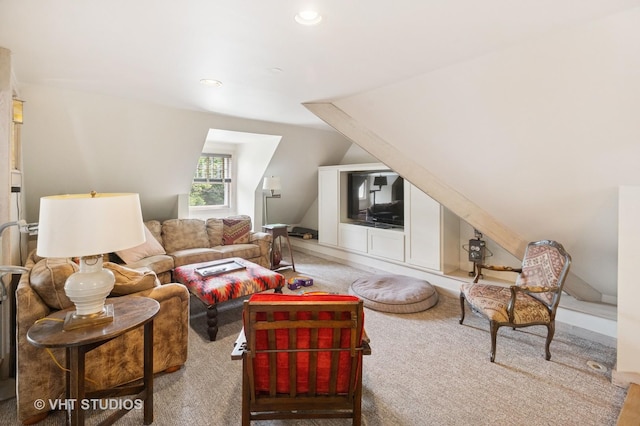 539 N E Ave, Oak Park, IL 60302 - carpeted living area featuring vaulted ceiling and recessed lighting