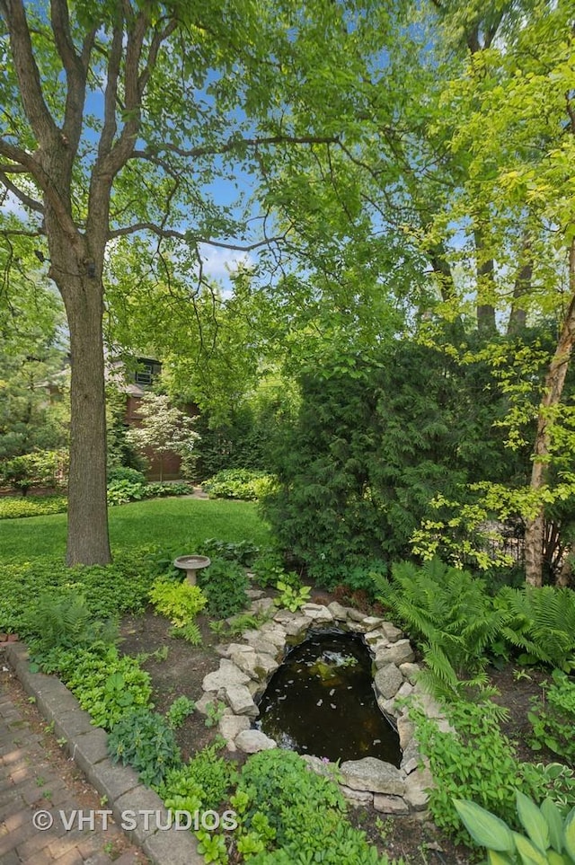 539 N E Ave, Oak Park, IL 60302 - view of grassy yard featuring a garden pond